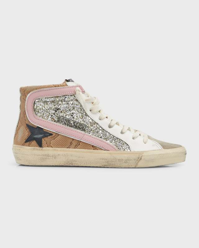 Slide Mid-Top Snake Glitter Sneakers